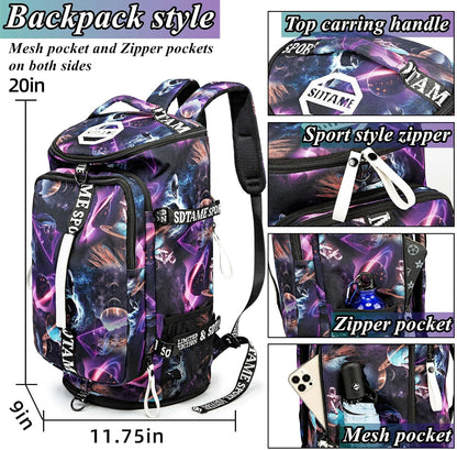 Gym Duffle Bag Backpack,4‑Way Waterproof with Shoe Compartment Travel Laptop