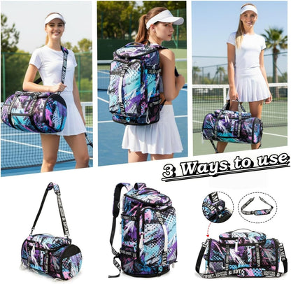 Gym Duffle Bag Backpack,4‑Way Waterproof with Shoe Compartment Travel Laptop