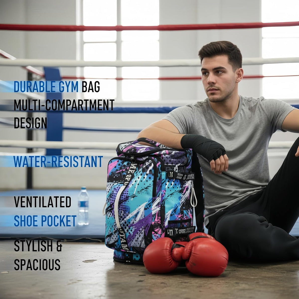 Gym Duffle Bag Backpack,4‑Way Waterproof with Shoe Compartment Travel Laptop