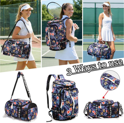 Gym Duffle Bag Backpack,4‑Way Waterproof with Shoe Compartment Travel Laptop