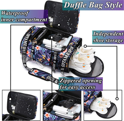 Gym Duffle Bag Backpack,4‑Way Waterproof with Shoe Compartment Travel Laptop