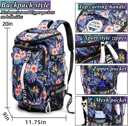 Gym Duffle Bag Backpack,4‑Way Waterproof with Shoe Compartment Travel Laptop