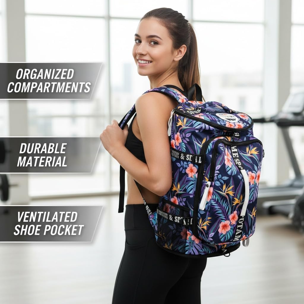 Gym Duffle Bag Backpack,4‑Way Waterproof with Shoe Compartment Travel Laptop