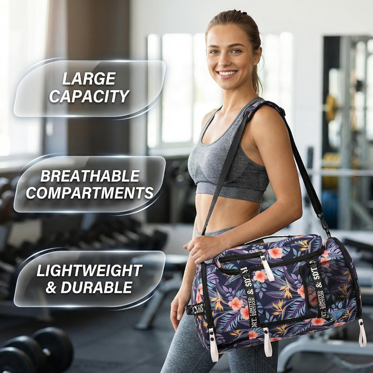 Gym Duffle Bag Backpack,4‑Way Waterproof with Shoe Compartment Travel Laptop