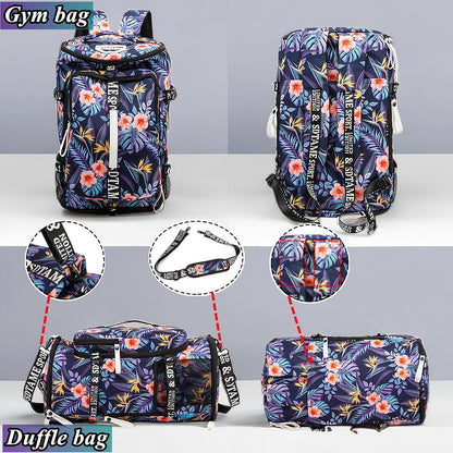 Gym Duffle Bag Backpack,4‑Way Waterproof with Shoe Compartment Travel Laptop