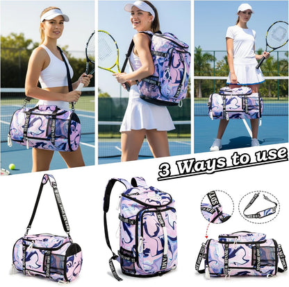 Gym Duffle Bag Backpack,4‑Way Waterproof with Shoe Compartment Travel Laptop