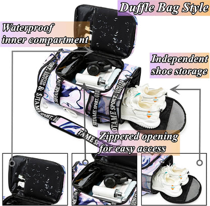 Gym Duffle Bag Backpack,4‑Way Waterproof with Shoe Compartment Travel Laptop