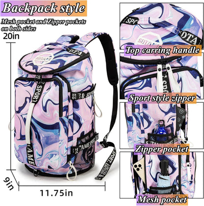 Gym Duffle Bag Backpack,4‑Way Waterproof with Shoe Compartment Travel Laptop