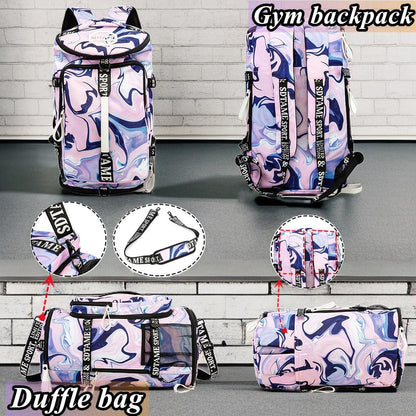Gym Duffle Bag Backpack,4‑Way Waterproof with Shoe Compartment Travel Laptop