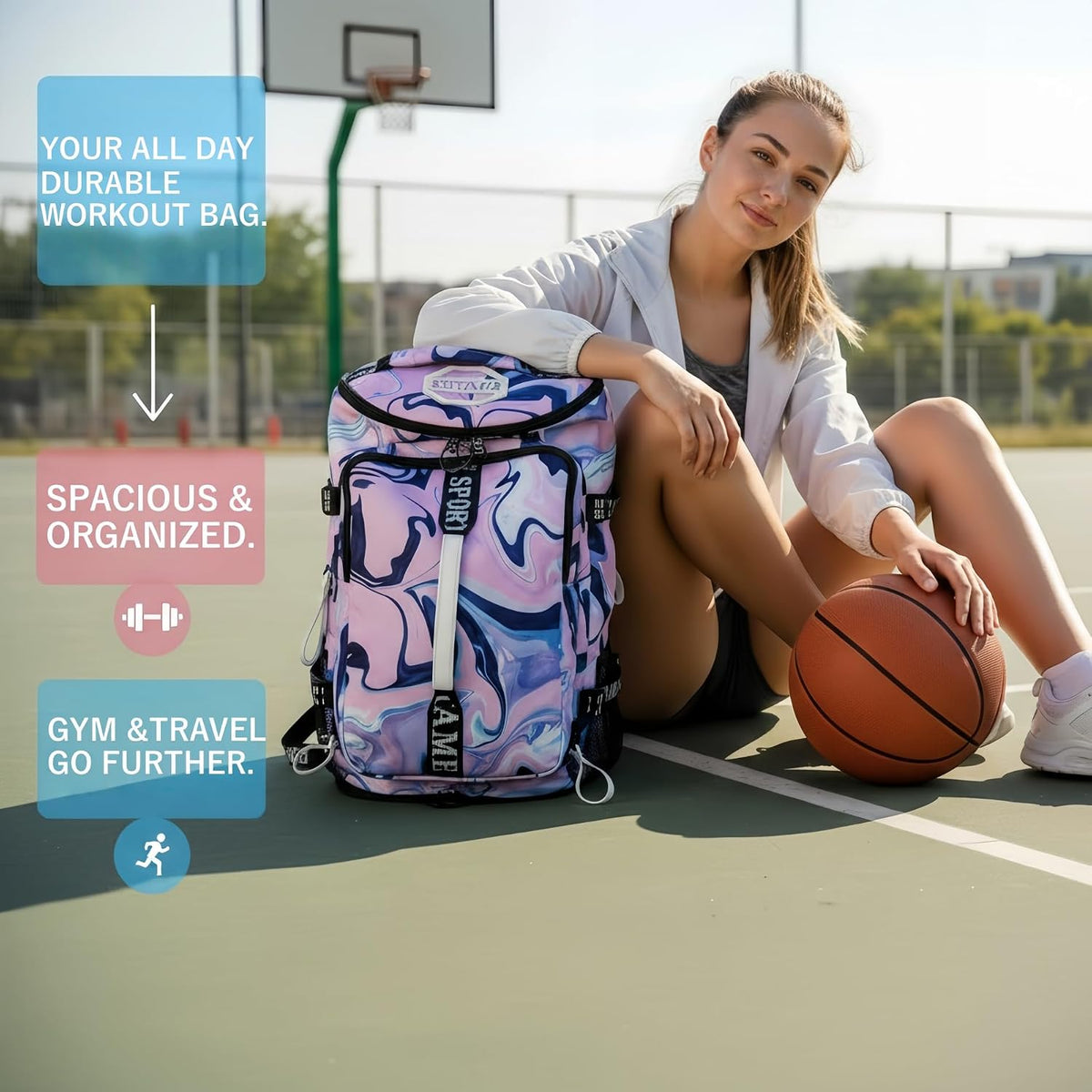 Gym Duffle Bag Backpack,4‑Way Waterproof with Shoe Compartment Travel Laptop