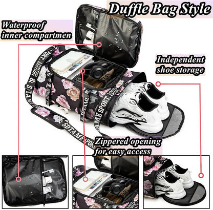 Gym Duffle Bag Backpack,4‑Way Waterproof with Shoe Compartment Travel Laptop