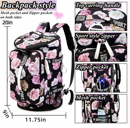 Gym Duffle Bag Backpack,4‑Way Waterproof with Shoe Compartment Travel Laptop