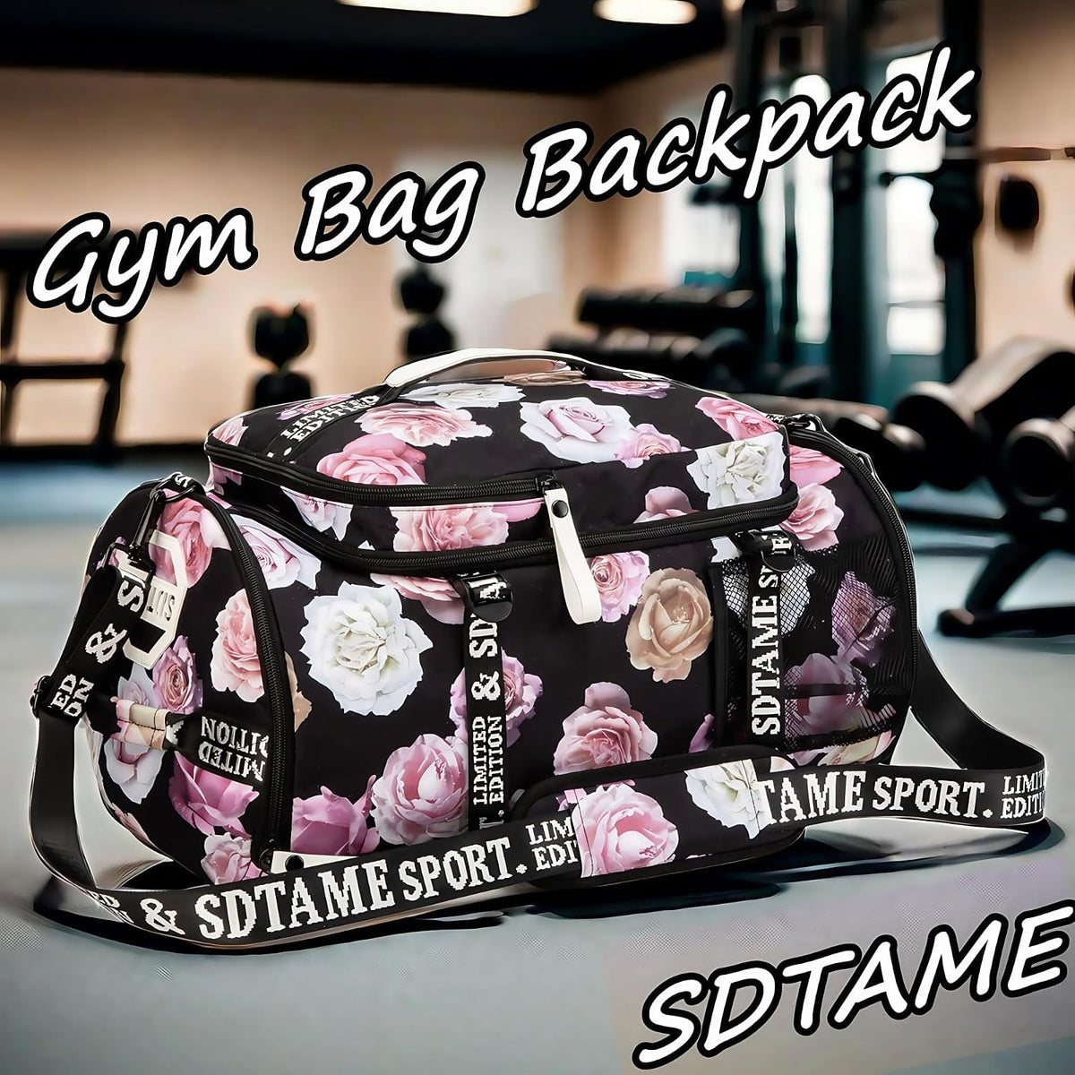 Gym Duffle Bag Backpack,4‑Way Waterproof with Shoe Compartment Travel Laptop