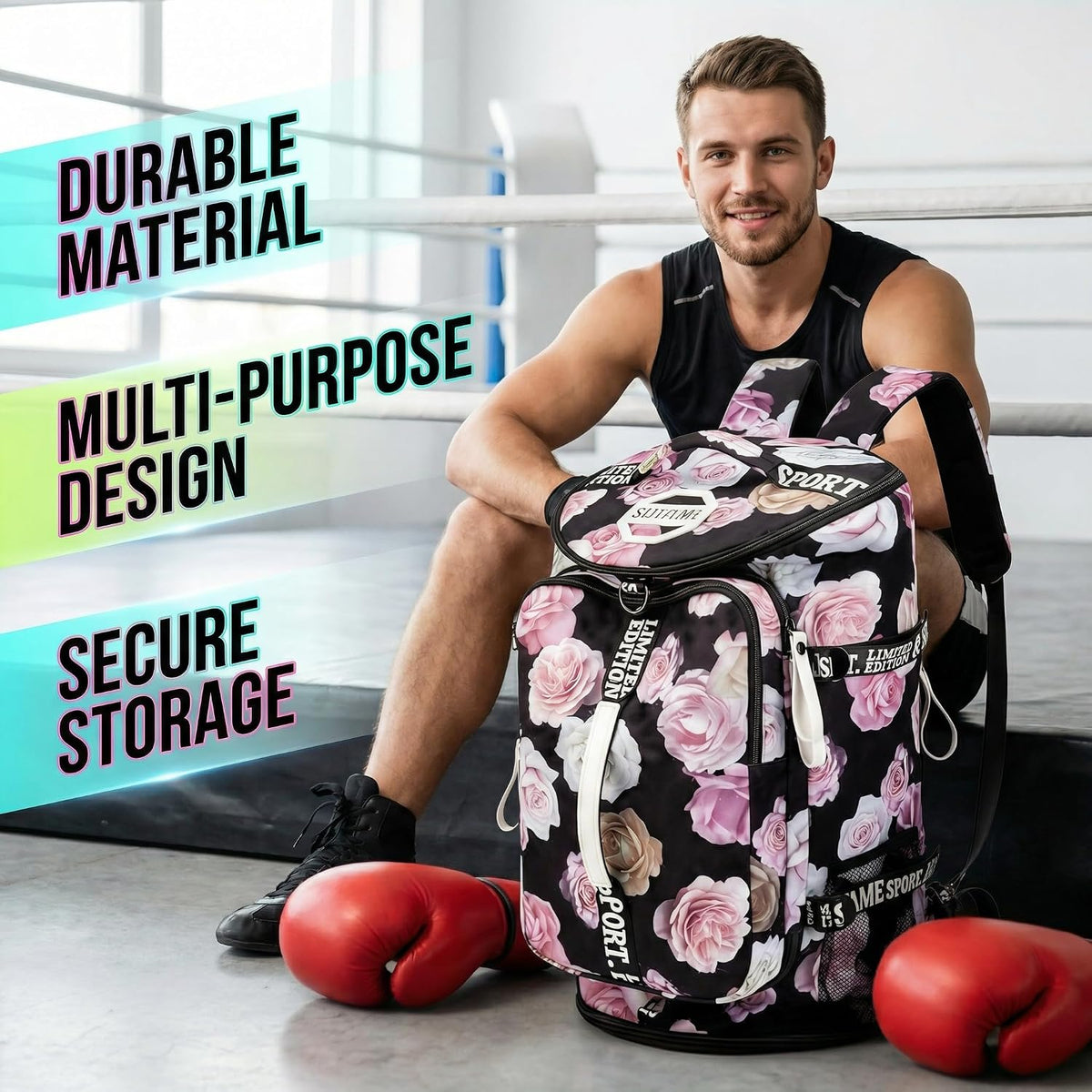 Gym Duffle Bag Backpack,4‑Way Waterproof with Shoe Compartment Travel Laptop