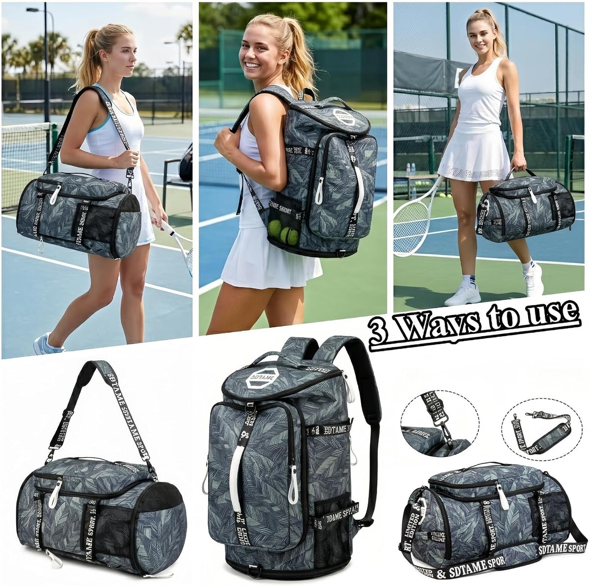 Gym Duffle Bag Backpack,4‑Way Waterproof with Shoe Compartment Travel Laptop