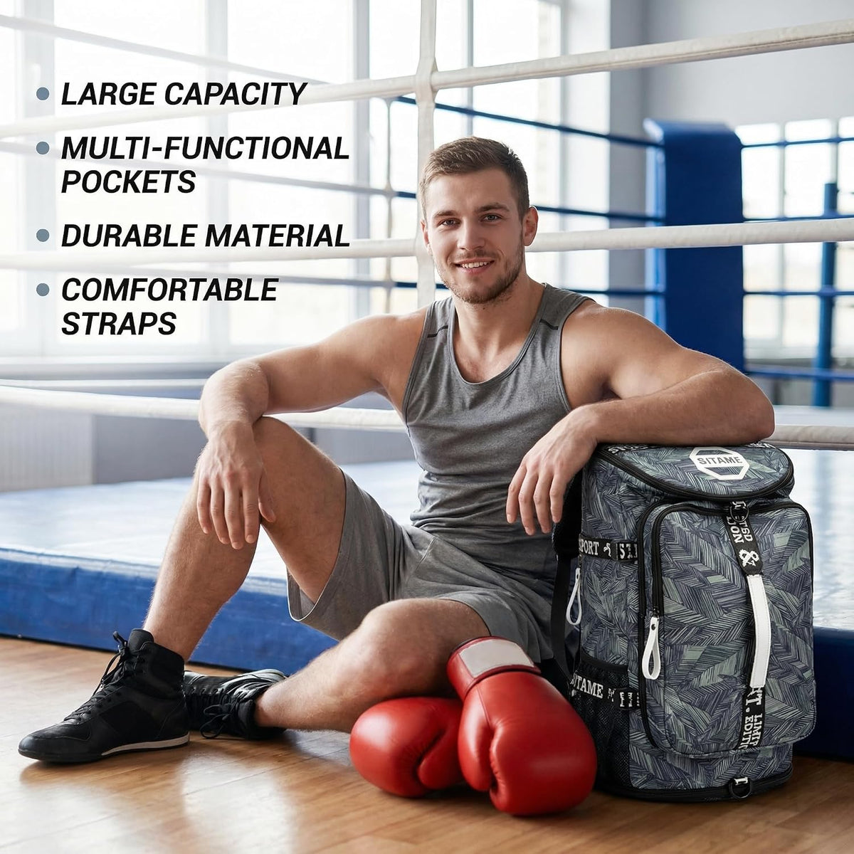 Gym Duffle Bag Backpack,4‑Way Waterproof with Shoe Compartment Travel Laptop