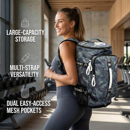 Gym Duffle Bag Backpack,4‑Way Waterproof with Shoe Compartment Travel Laptop
