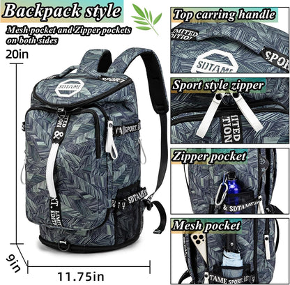 Gym Duffle Bag Backpack,4‑Way Waterproof with Shoe Compartment Travel Laptop