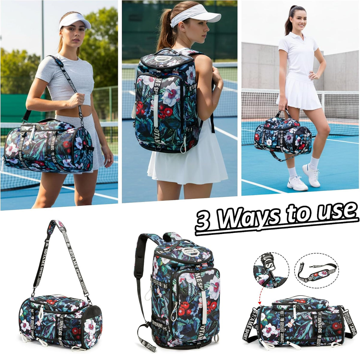 Gym Duffle Bag Backpack,4‑Way Waterproof with Shoe Compartment Travel Laptop