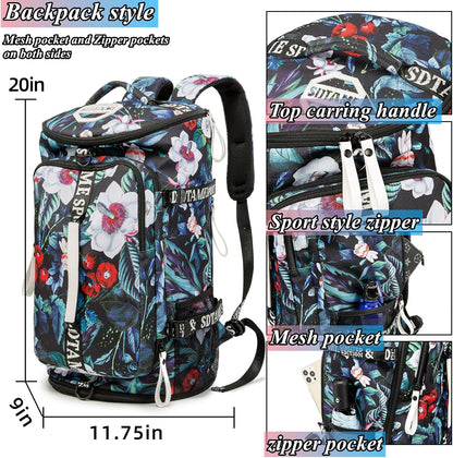 Gym Duffle Bag Backpack,4‑Way Waterproof with Shoe Compartment Travel Laptop