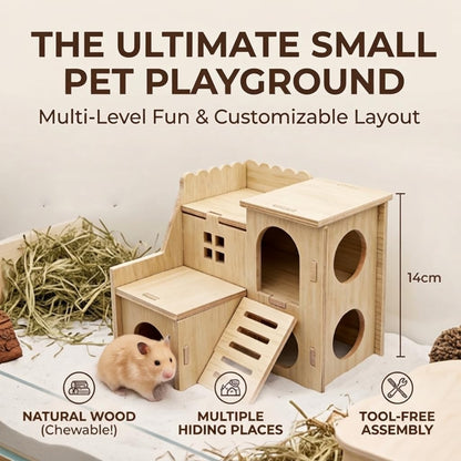 Wooden Hamster Hideout, Cage Accessories Small Pet Enrichment Toy
