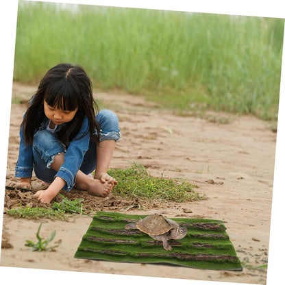 Multifunctional Reptile Tank Carpet Realistic Grass Rug for Turtle Basking Pad Aquarium Grass Mat Outdoor Rug