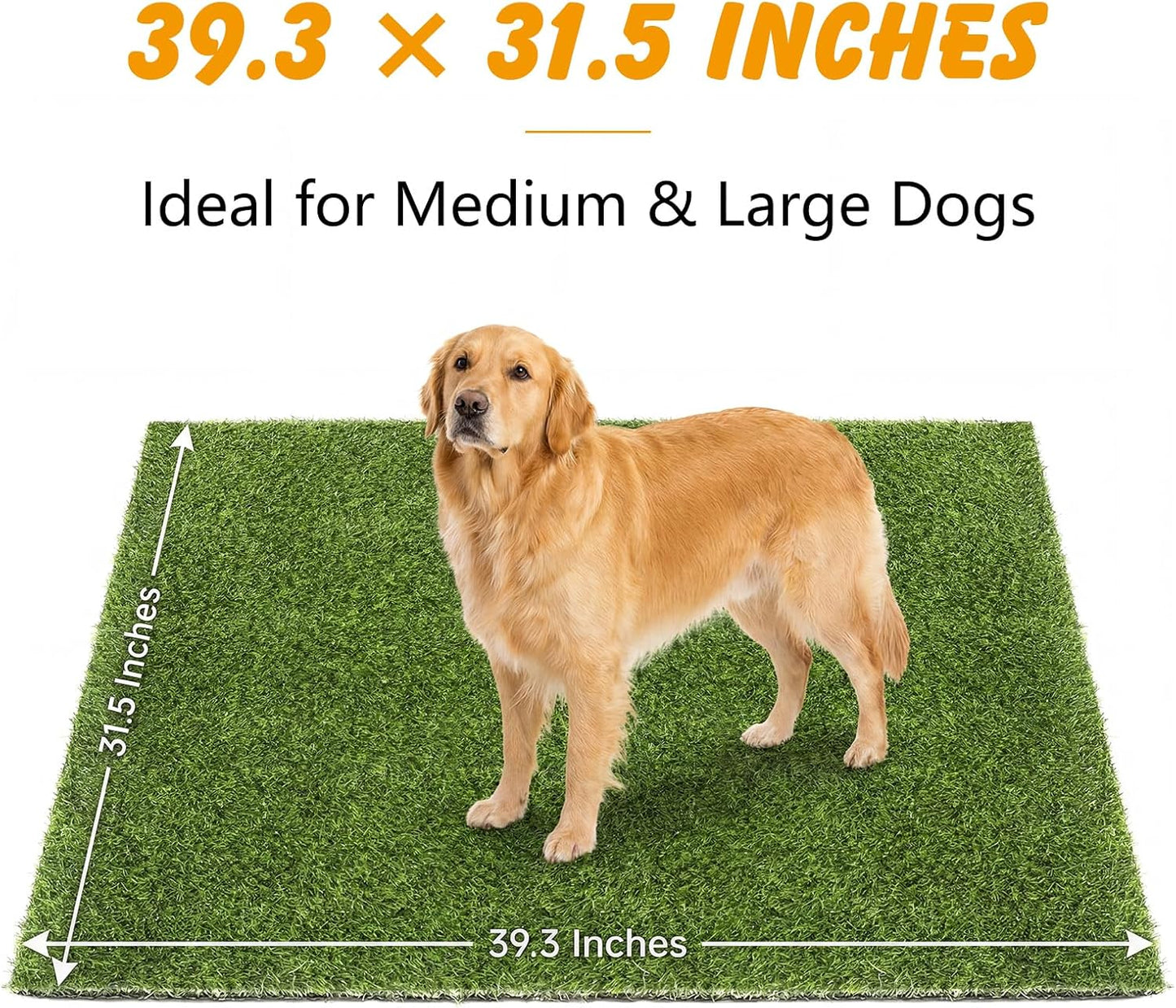 Grass Pad for Dogs Potty 39.3×31.5 Inches, Grass Pee Pad Washable Reusable Fake Grass for Dog Potty Training, Easy to Clean, Quick-Drying, Odor-Resistant.