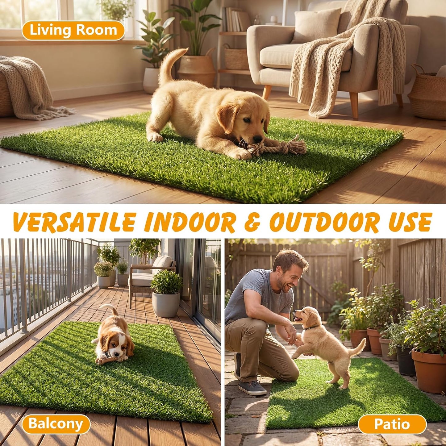 Grass Pad for Dogs Potty 39.3×31.5 Inches, Grass Pee Pad Washable Reusable Fake Grass for Dog Potty Training, Easy to Clean, Quick-Drying, Odor-Resistant.