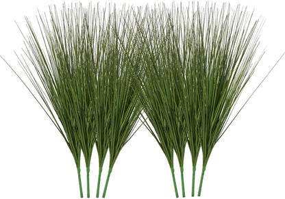 Artificial Grass Plant, 27 inch Faux Onion Grass Fake Greenery Shrubs Plant, Premium PVC for Indoor Outdoor House Home Garden Office Room Décor, Housewarming, 8 Pack Green