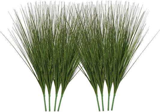 Artificial Grass Plant, 27 inch Faux Onion Grass Fake Greenery Shrubs Plant, Premium PVC for Indoor Outdoor House Home Garden Office Room Décor, Housewarming, 8 Pack Green