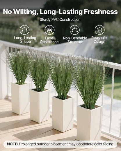 Artificial Grass Plant, 27 inch Faux Onion Grass Fake Greenery Shrubs Plant, Premium PVC for Indoor Outdoor House Home Garden Office Room Décor, Housewarming, 8 Pack Green