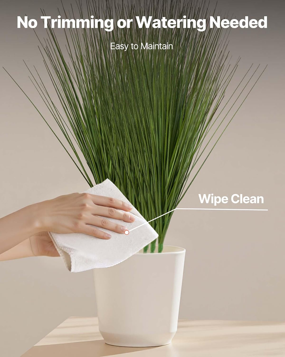 Artificial Grass Plant, 27 inch Faux Onion Grass Fake Greenery Shrubs Plant, Premium PVC for Indoor Outdoor House Home Garden Office Room Décor, Housewarming, 8 Pack Green