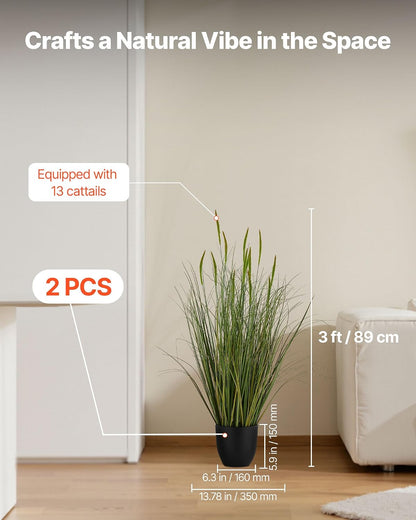 Artificial Grass Plant, 27 inch Faux Onion Grass Fake Greenery Shrubs Plant, Premium PVC for Indoor Outdoor House Home Garden Office Room Décor, Housewarming, 8 Pack Green