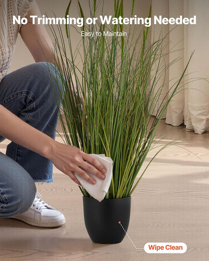 Artificial Grass Plant, 27 inch Faux Onion Grass Fake Greenery Shrubs Plant, Premium PVC for Indoor Outdoor House Home Garden Office Room Décor, Housewarming, 8 Pack Green