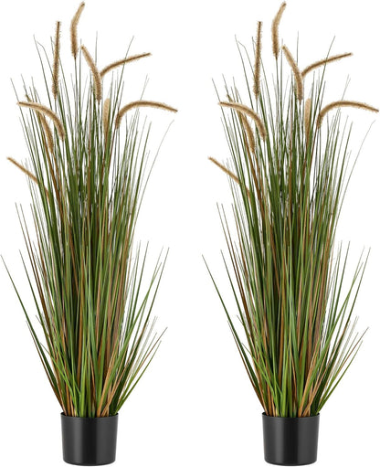 Artificial Grass Plant, 27 inch Faux Onion Grass Fake Greenery Shrubs Plant, Premium PVC for Indoor Outdoor House Home Garden Office Room Décor, Housewarming, 8 Pack Green