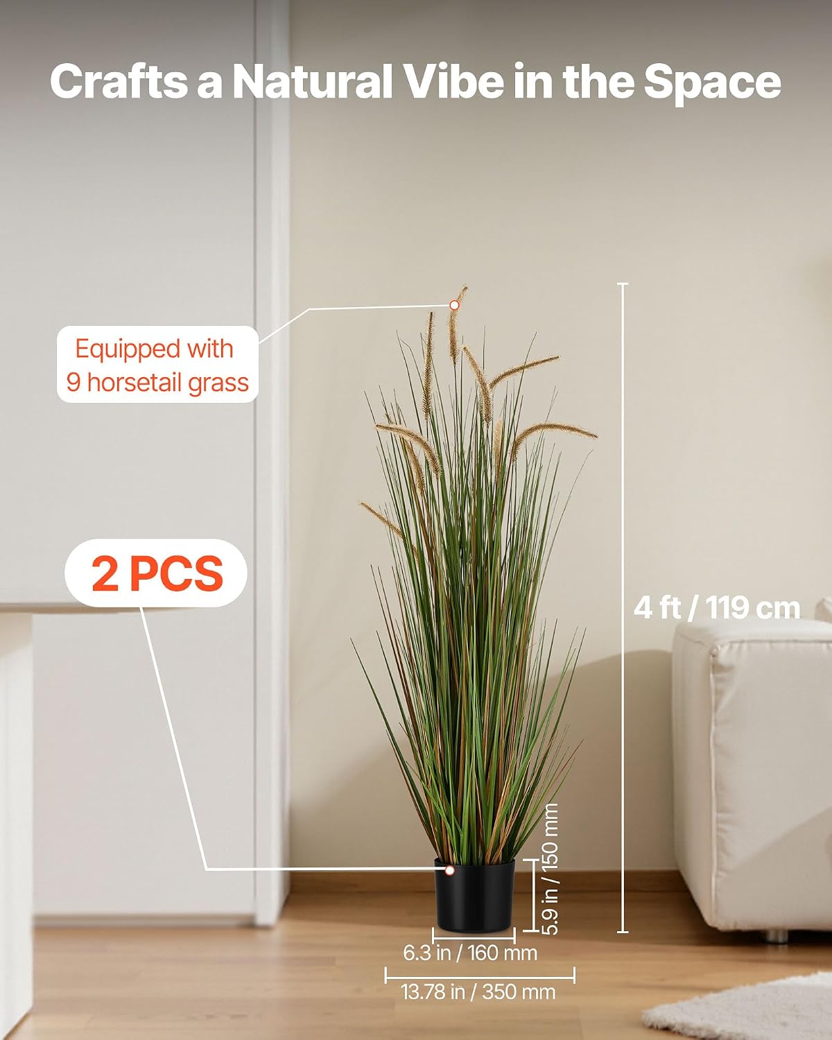 Artificial Grass Plant, 27 inch Faux Onion Grass Fake Greenery Shrubs Plant, Premium PVC for Indoor Outdoor House Home Garden Office Room Décor, Housewarming, 8 Pack Green