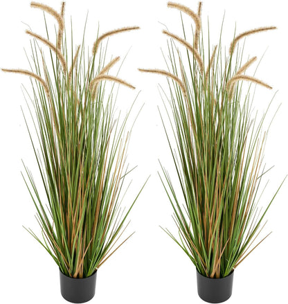 Artificial Grass Plant, 27 inch Faux Onion Grass Fake Greenery Shrubs Plant, Premium PVC for Indoor Outdoor House Home Garden Office Room Décor, Housewarming, 8 Pack Green
