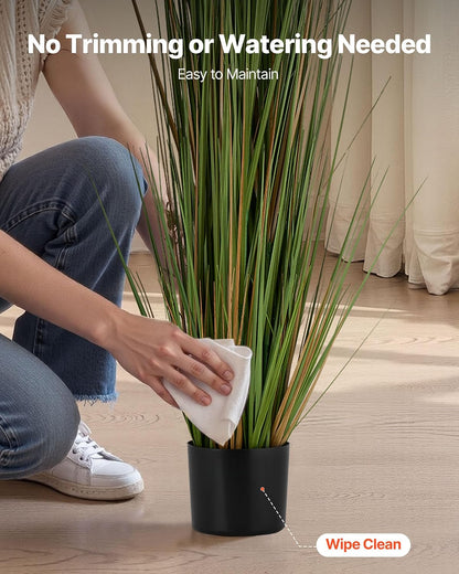 Artificial Grass Plant, 27 inch Faux Onion Grass Fake Greenery Shrubs Plant, Premium PVC for Indoor Outdoor House Home Garden Office Room Décor, Housewarming, 8 Pack Green