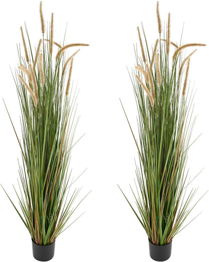 Artificial Grass Plant, 27 inch Faux Onion Grass Fake Greenery Shrubs Plant, Premium PVC for Indoor Outdoor House Home Garden Office Room Décor, Housewarming, 8 Pack Green