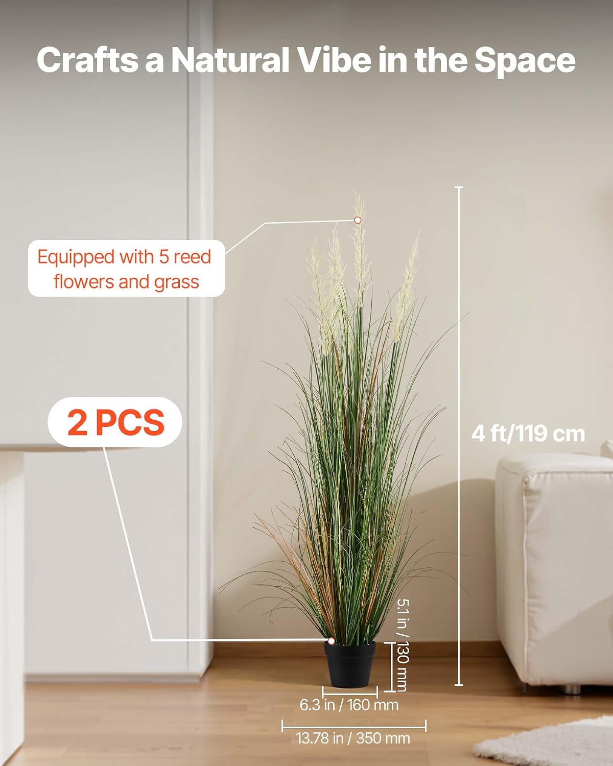 Artificial Grass Plant, 27 inch Faux Onion Grass Fake Greenery Shrubs Plant, Premium PVC for Indoor Outdoor House Home Garden Office Room Décor, Housewarming, 8 Pack Green