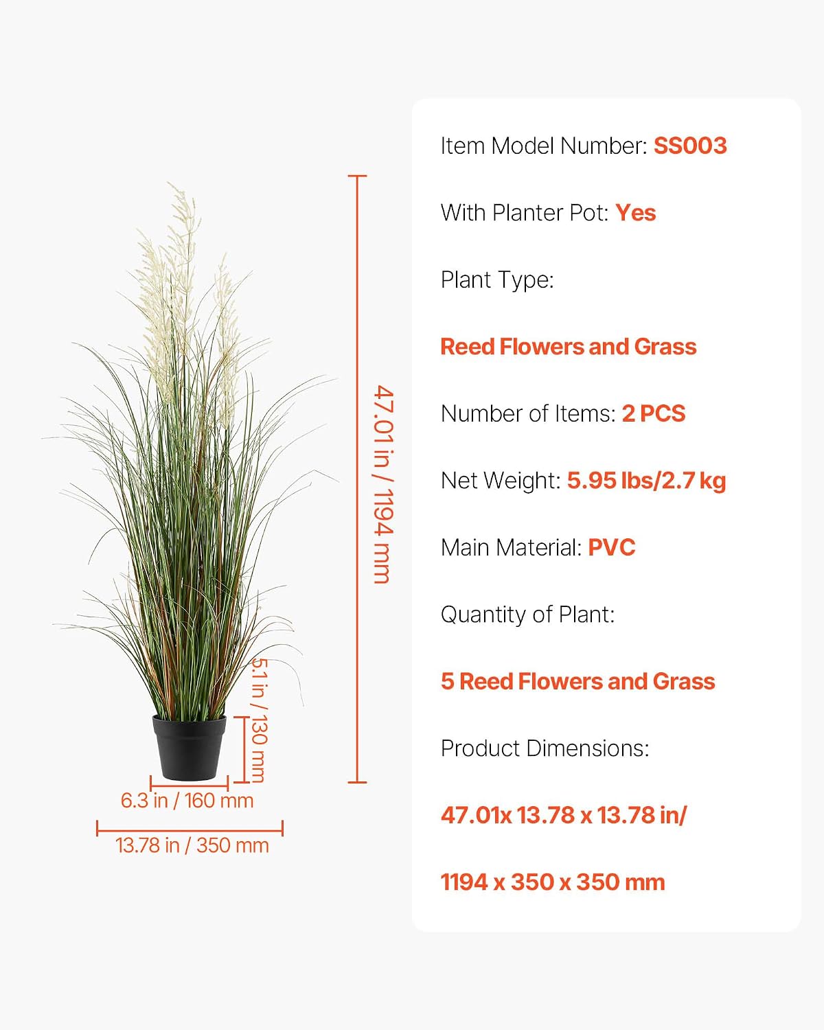 Artificial Grass Plant, 27 inch Faux Onion Grass Fake Greenery Shrubs Plant, Premium PVC for Indoor Outdoor House Home Garden Office Room Décor, Housewarming, 8 Pack Green