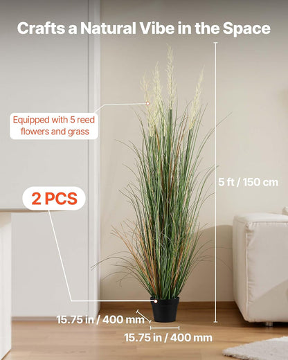 Artificial Grass Plant, 27 inch Faux Onion Grass Fake Greenery Shrubs Plant, Premium PVC for Indoor Outdoor House Home Garden Office Room Décor, Housewarming, 8 Pack Green