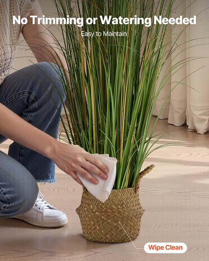 Artificial Grass Plant, 27 inch Faux Onion Grass Fake Greenery Shrubs Plant, Premium PVC for Indoor Outdoor House Home Garden Office Room Décor, Housewarming, 8 Pack Green