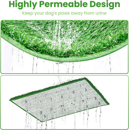 Dog Grass Pad with Tray, Dog Grass Potty Patch Bathroom Mat, 20x25inch, 2 Reusable Artificial Turf, Washable Pee Pad for Puppy Training, Dog Litter Box, Portable Perfect Indoor Outdoor Use