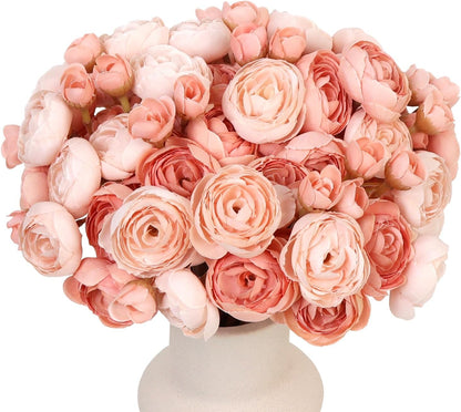 24 Pcs Ranunculus Artificial Flower Faux Silk Mini Ranunculus Flowers Fake Flowers for DIY Bouquet,Centerpieces Tables, Wedding Decor, Bridal Shower Decorations,Home Decor
