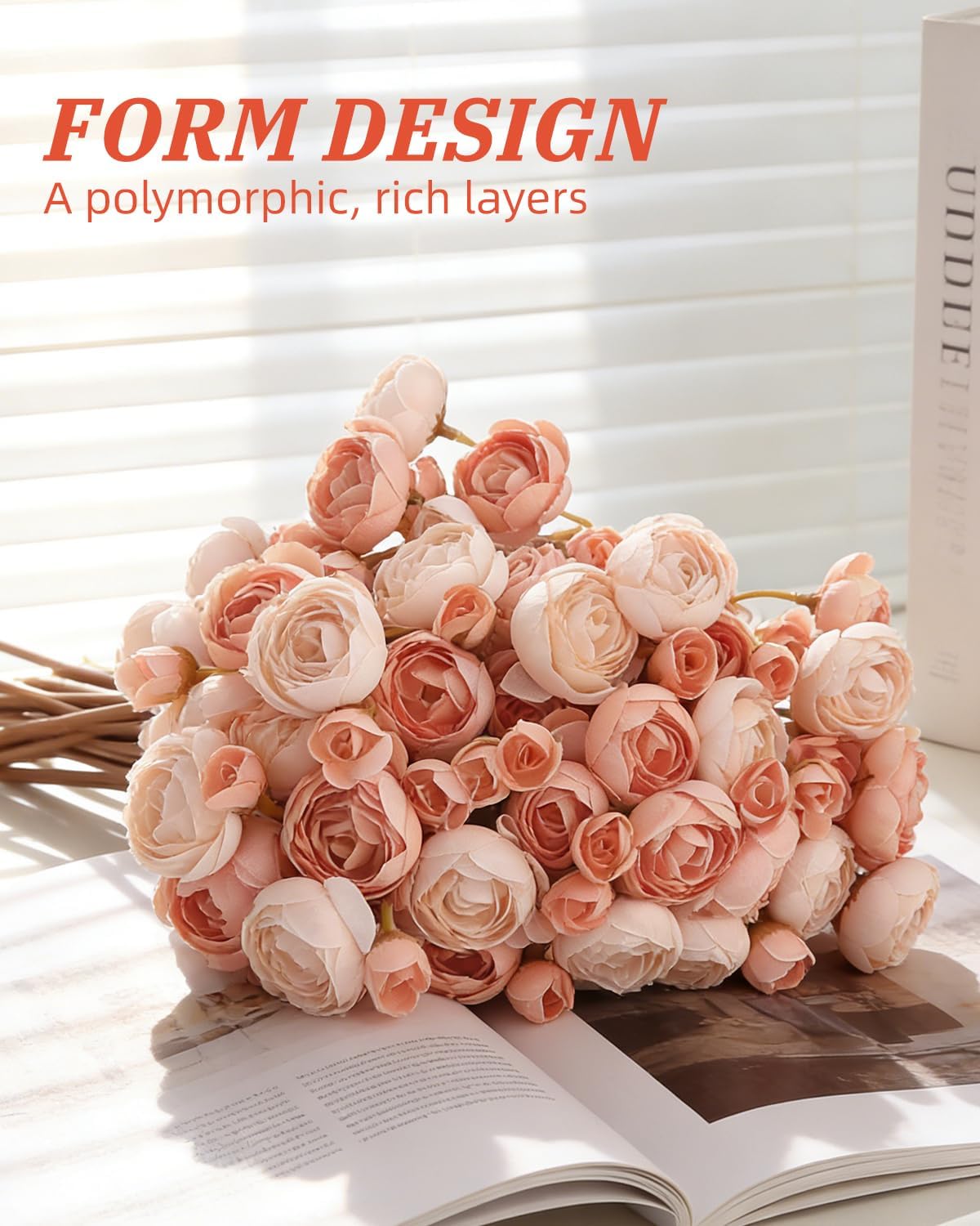 24 Pcs Ranunculus Artificial Flower Faux Silk Mini Ranunculus Flowers Fake Flowers for DIY Bouquet,Centerpieces Tables, Wedding Decor, Bridal Shower Decorations,Home Decor