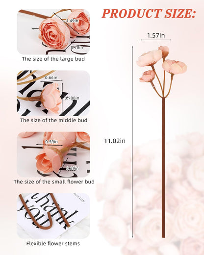 24 Pcs Ranunculus Artificial Flower Faux Silk Mini Ranunculus Flowers Fake Flowers for DIY Bouquet,Centerpieces Tables, Wedding Decor, Bridal Shower Decorations,Home Decor