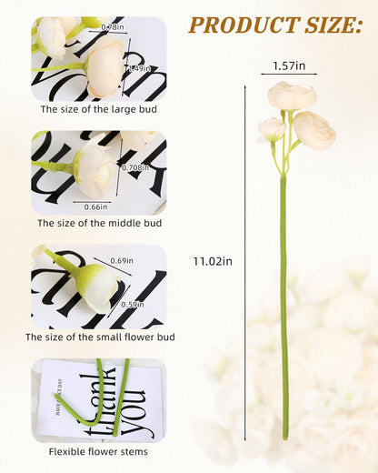 24 Pcs Ranunculus Artificial Flower Faux Silk Mini Ranunculus Flowers Fake Flowers for DIY Bouquet,Centerpieces Tables, Wedding Decor, Bridal Shower Decorations,Home Decor