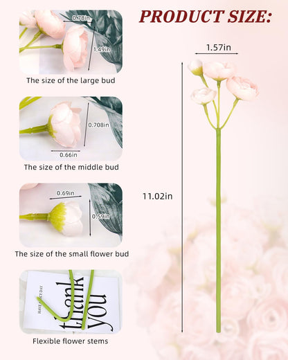 24 Pcs Ranunculus Artificial Flower Faux Silk Mini Ranunculus Flowers Fake Flowers for DIY Bouquet,Centerpieces Tables, Wedding Decor, Bridal Shower Decorations,Home Decor