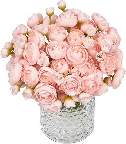 24 Pcs Ranunculus Artificial Flower Faux Silk Mini Ranunculus Flowers Fake Flowers for DIY Bouquet,Centerpieces Tables, Wedding Decor, Bridal Shower Decorations,Home Decor
